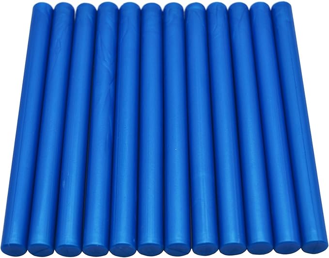 Royal Blue Sealing Wax Glue Gun Stick, Making Wax Seals for Letter Thanks Card Envelope, Wedding or Event Party Invitation, Gift Wrapping - Pack of 12
