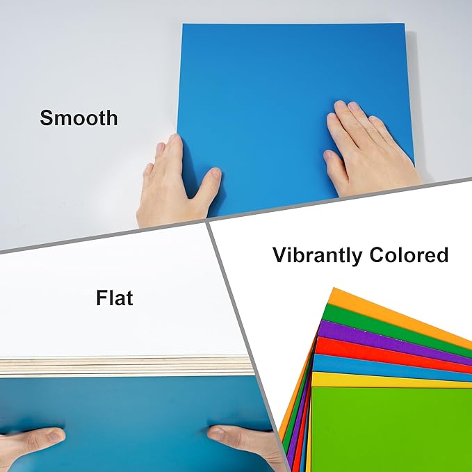 ROBOTIME 7-Pack Double-Sided Colored Basswood Sheets 1/8" - 12 x 16 x 1/8 Inch - Roller-Coated Solid Color 3mm Craft Wood Boards for Laser Cutting, Engraving & Wood Burning - Red