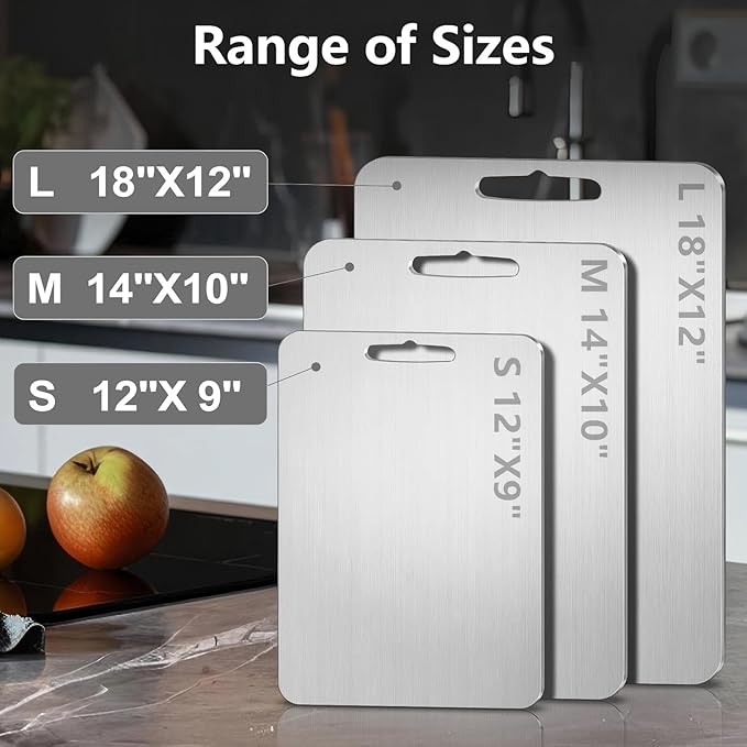 Titanium Cutting Board, Double Sided 2025 New Titanium Cutting Boards for Kitchen, Non Toxic Non Slip, Chopping Board, Dishwasher Safe, Easy to Clean (18''L x 12''W)