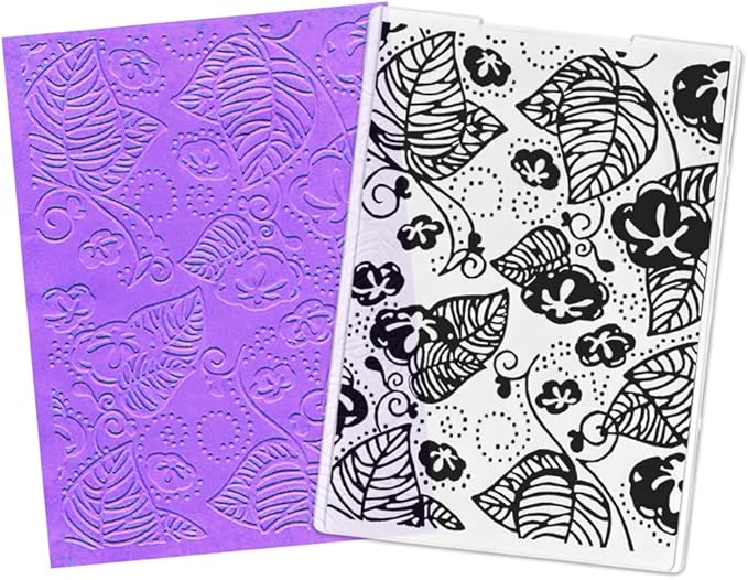Hying 3-D Textured Impressions Background Embossing Folder, Flower Leaves Pattern Plastic Embossing Folder Template for Card Making Scrapbooking Paper Craft Album Stamps DIY Décor