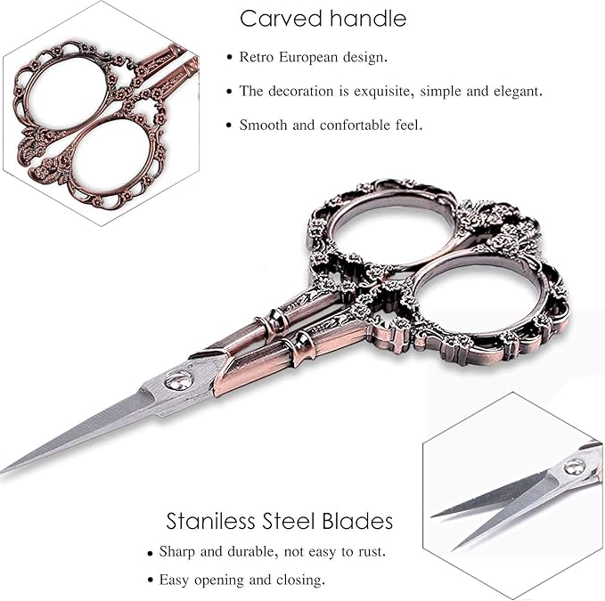 BIHRTC 4.5inch Embroidery Scissors Small Multipurpose Scissor with Leather Case Sharp Tip Stainless Steel Scissors Shear for Office Home Sewing Supplies Cross Stitch Needlework DIY