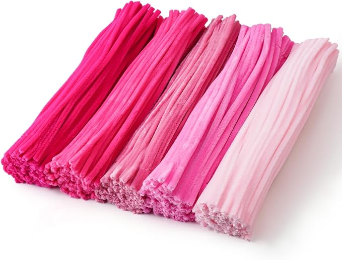 Caydo 500 Pieces Pink Pipe Cleaners, Chenille Stems, Pipe Cleaner Crafts for DIY Art and Craft Projects Creative Gift Party Decorations