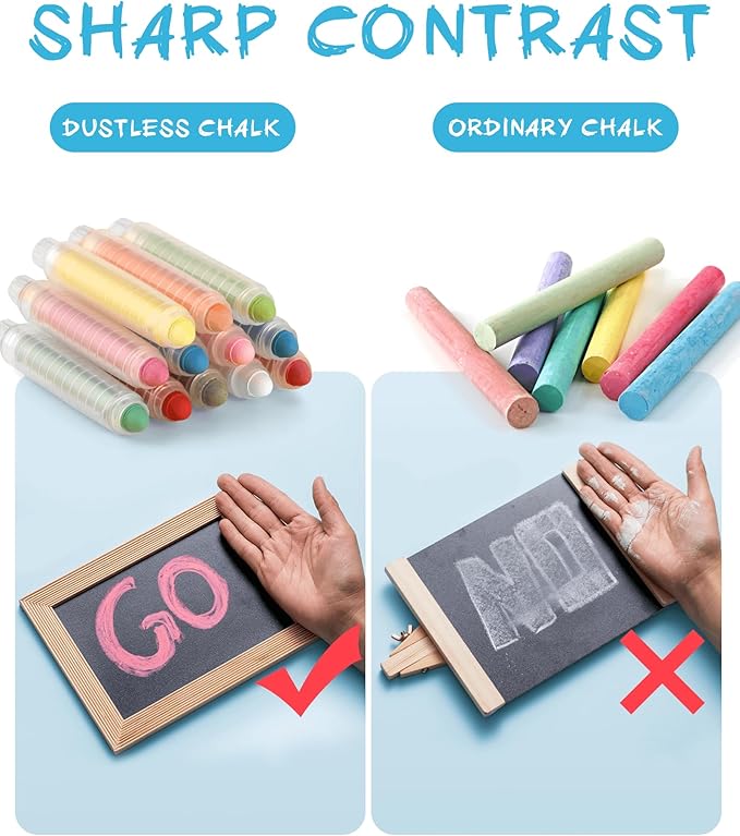 NewFamily Dustless Chalk 2-Pack, 24 Sticks (2×12 Colors) – Non-Toxic, Washable Sidewalk & Blackboard Chalk for Kids & Toddlers, Smooth Bold Colors