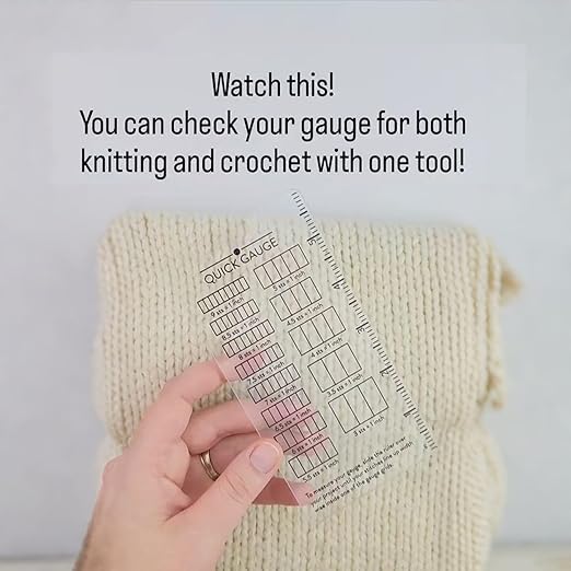 Quick Gauge Ruler, Gauge Ruler for Knitting and Crochet, Scarf Keychain Knitting No Counting Needed, Slide Sewing Rulers and Guides for Fabric Stitch Measuring Crochet Tool(2pcs)