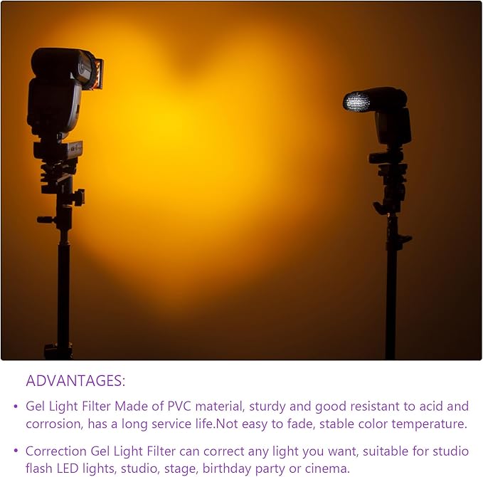DMiotech 4Pcs Correction Gel Light Filter Overlay Transparent Plastic PVC Sheets Yellow for Photo，Film,Video