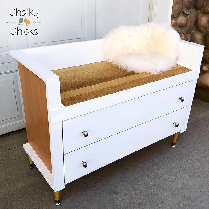 Chalky Chicks All-in-One Chalk Paint for Furniture or Cabinet - 16 Fl Oz - Matte Finish CottonTail White for Metal, Wood Furniture Paint - No Sanding All-in-One for Home Decor & Crafts, USA Made