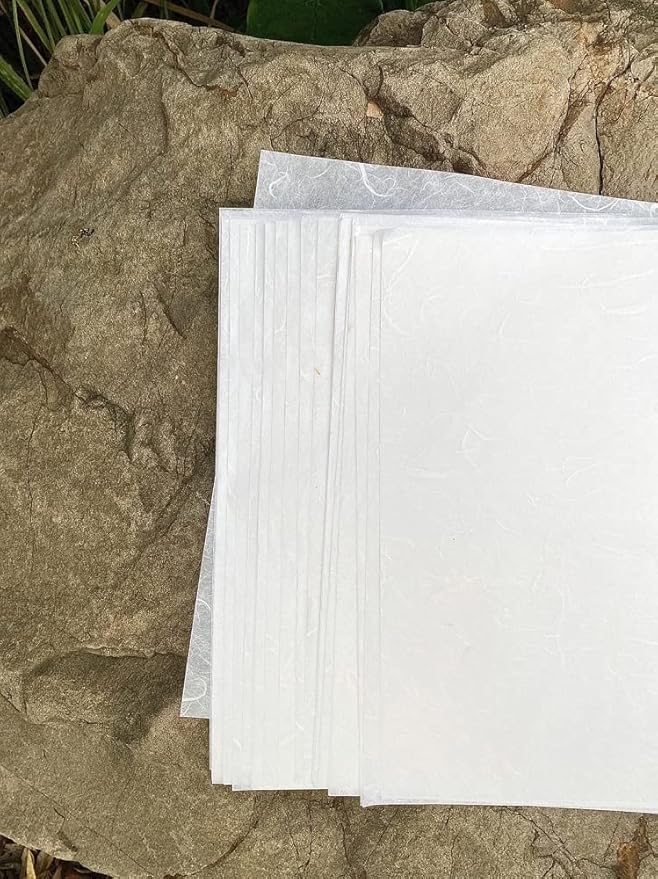 50 Sheets A4 Natural Fiber Mulberry Tree Mulberry Paper Sheets Art Tissue Washi Paper Design Craft Art Origami Suppliers Card Making DIY Crafts (White Color, A4)