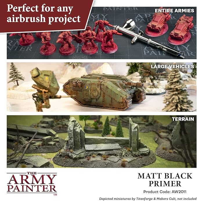 The Army Painter, 100 ml Warpaints Air Primer Matt Black - for Airbrush, Wargaming and Modelling