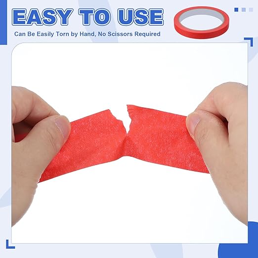 MECCANIXITY Masking Tape 0.5 Inch x 21 Yard Painter's Tape Red Paint Tapes for DIY Crafts Arts Drawing Decoration Labeling Car Painting Artist Teachers, Pack of 6