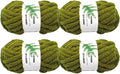 DDL&HEXI 4 Pack Super Chenille Chunky Yarn, Blanket Making Kit, Jumbo Knitting, 4x8oz (226g) per Bag, Soft for Crochet, Knitting, and DIY Projects (Olive Green-4)