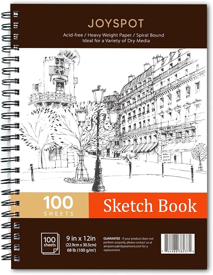 9x12 Inch Sketch Book, Sketch Pad, 100 Sheets (68 lb/100gsm), Spiral Bound Artist for Artist Pro & Amateurs | Marker Art, Colored Pencil, Charcoal for Sketching