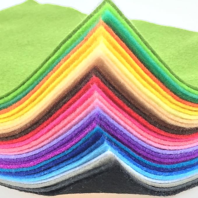 28pcs Thick 1.4mm Soft Felt Fabric Sheet Assorted Color Felt Pack DIY Craft Sewing Squares Nonwoven Patchwork (60x60cm)