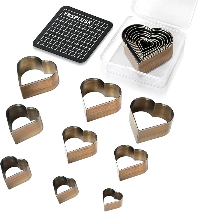 9 Pcs Leather Hole Cutter Tool Set, 9 Sizes Heart Shape Cutter Tools High Carbon Steel, Leather Cutting Dies Kit for DIY Leathercraft, Leather Hollow Punching with Plastic Box