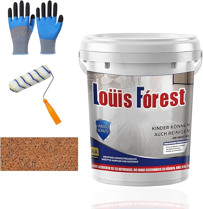 Louis Forest Epoxy Floor Paint, High-Gloss Marble Effect Coating, Epoxy Colored Sand Floor Paint, Wear-Resistant and Non-Slip for Indoor Outdoor (1KG-Orange)