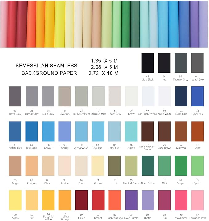 Seamless Photography Background Paper Roll, Blue Photo Paper Backdrop for Photography, Video and Streaming (Ivorine, 107" x32')