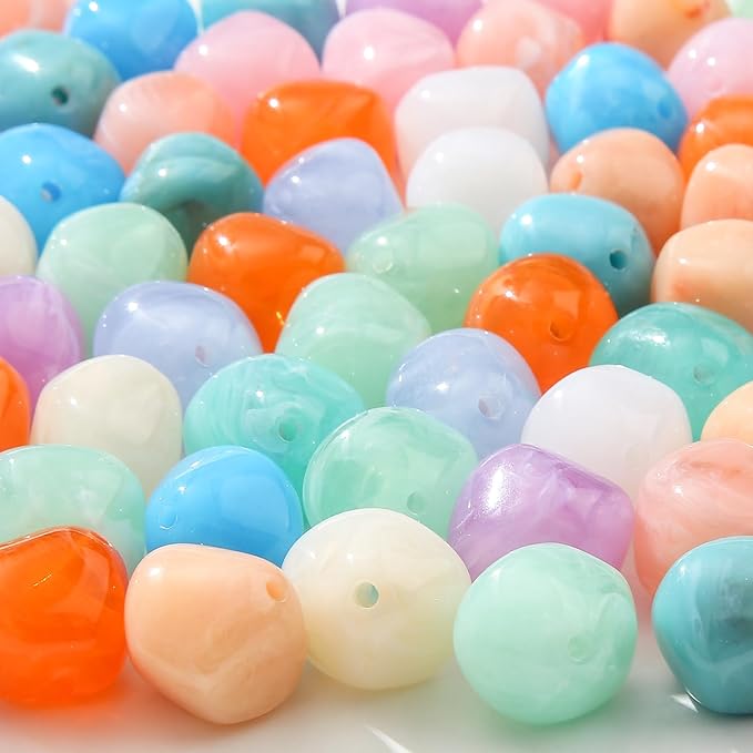 80pcs Acrylic Beads Large Imitation Marble Bead Vintage Colors Beads for Jewelry Making Bracelet Necklace Craft Making Supplies(18 * 19light Color)