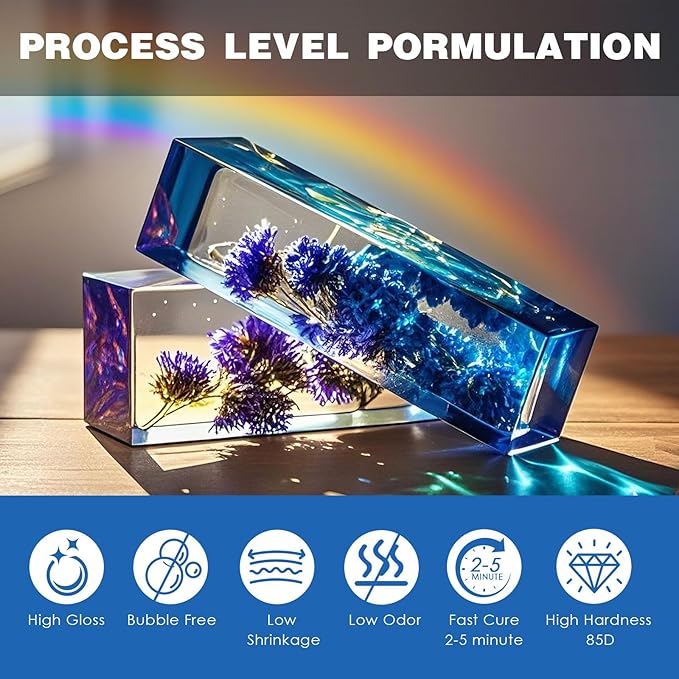 300g UV Resin kit, Crystal Clear Hard, Premixed UV Epoxica Resina Fast Curing Sunlight Activated with Casting Tools for Beginners Jewelry Making, DIY Art Crafts, Coating