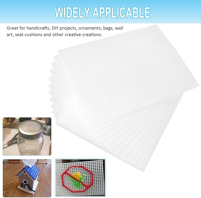 30 Pieces 7 Count Plastic Mesh Canvas Sheets10.2 x 13 Inch Plastic Canvas Sheets, Plastic Mesh, Eye Mesh for Embroidery Crafting, Acrylic Yarn Crafting, Knit and Crochet DIY Projects