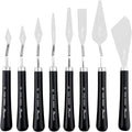 PHOENIX High Flexible Palette Knife Set, 8 Pieces Stainless Steel Painting Knives (31,33,34,42,43,44,46,51) Art Knife with Wood Handle, Paint Spatula for Oil Acrylic Paint