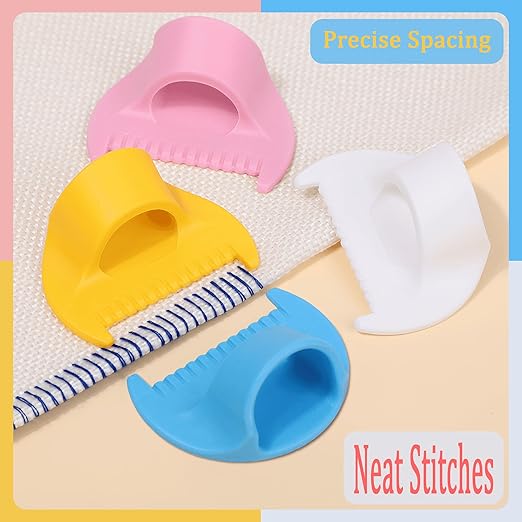 2 PCS 3mm Edge Lock Seam Guide, Mini Sewing Finger Ruler for Hand Sewing, DIY Sewing Kit Tool, Sewing Needle Gauge Measuring Guide, Yellow