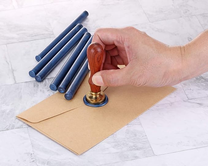 Yoption 15 Pieces Glue Gun Sealing Wax Sticks for Wax Seal Stamp, Great for Wedding Invitations, Cards, Envelopes (Blue)
