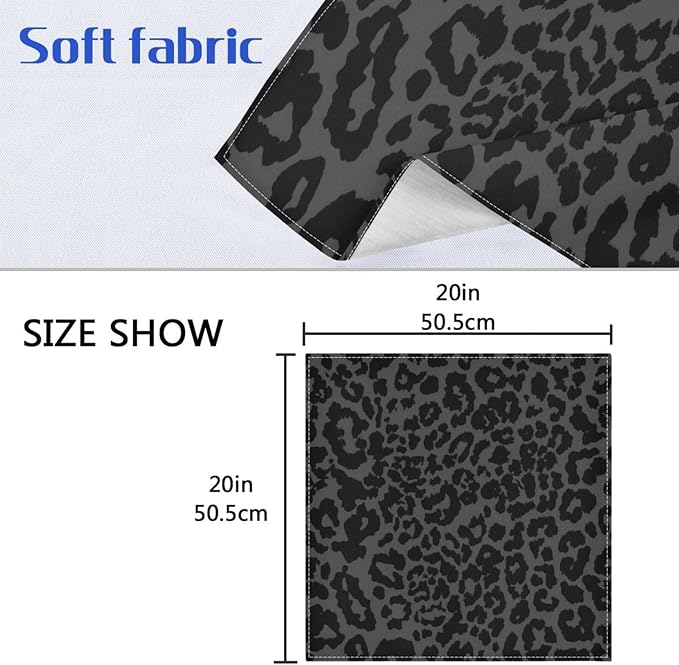 ALAZA Dark Gray Cheetah Leopard Print Cloth Napkins Set of 6, 20x20 Inch Washable and Reusable Napkin for Decoupage Dinner Party Everyday Use