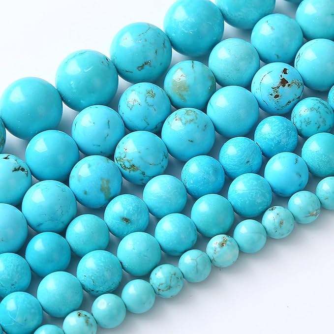 4MM Natural Turquoise Gemstone Beads Blue Stone Round Loose Beads for Jewelry Making Bracelet 180pcs 2 Strands 32"