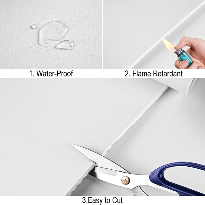 Neoprene Sponge Rubber Foam Sheets with Adhesive Backing, 12" x 60" x 1/4" White Foam Roll Insulation Board Soundproof Neoprene Mat, Great for Cosplay Padding, DIY, Gaskets, Costume, Crafts