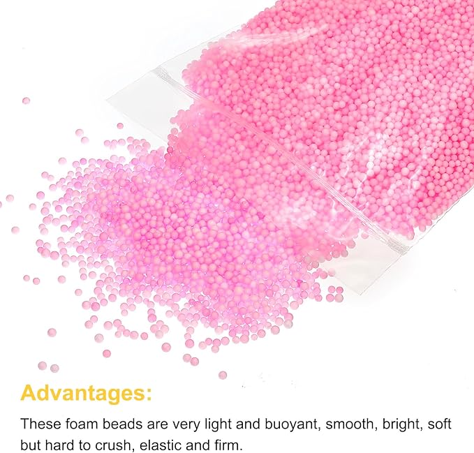 MECCANIXITY Foam Beads Foam Balls 2-3mm for Wedding and Party Decorations, Tiny Packing Balls, Arts DIY Crafts Supplies (Pink,1 Pack Approx 8000pcs)