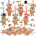 Fennoral 12 Pack Reindeer Crafts for Kids Make You Own Reindeer Foam Stickers Ornament DIY Christmas Arts and Crafts fo Kids Girls Boys Chirstmas Party Supplies Christmas Tree Decoration