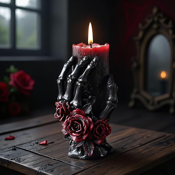 2 Pcs Halloween Skull Candle Molds 3D Skull Resin Molds, Ghost Hand Silicone Molds for Epoxy Resin Casting, Aromatherapy Soap Candle Making Molds