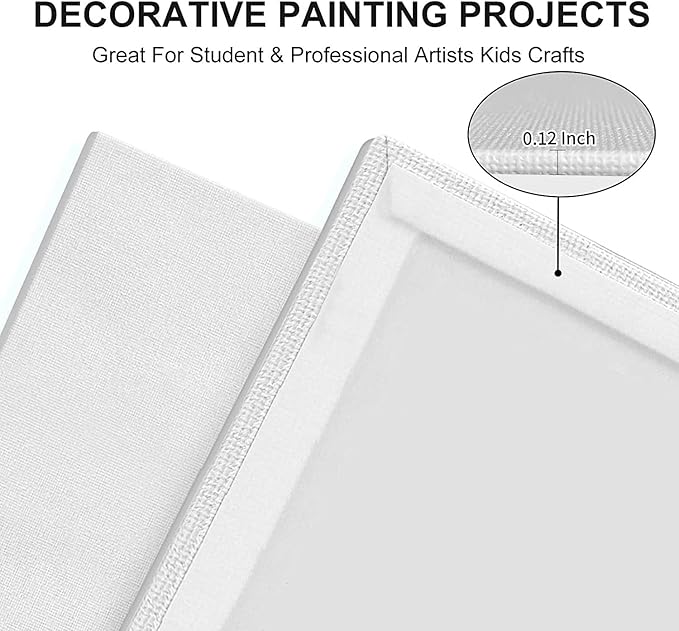 Canvas Panels 4x6 Inch 12-Pack, 10 oz Primed 100% Cotton Small Canvases for Painting, White Blank Flat Canvas Board for Oil Acrylics Watercolor & Tempera Paints