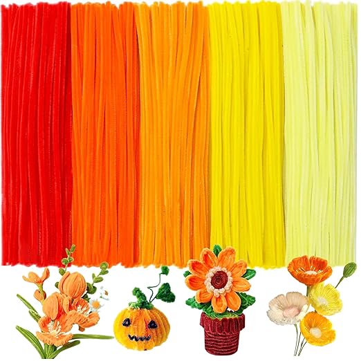 Veramz 500PCS Pipe Cleaners Craft - Orange Pipe Cleaners Craft Bulk Supplies,Chenille Stems for Kids and Adults DIY Arts Crafts Project