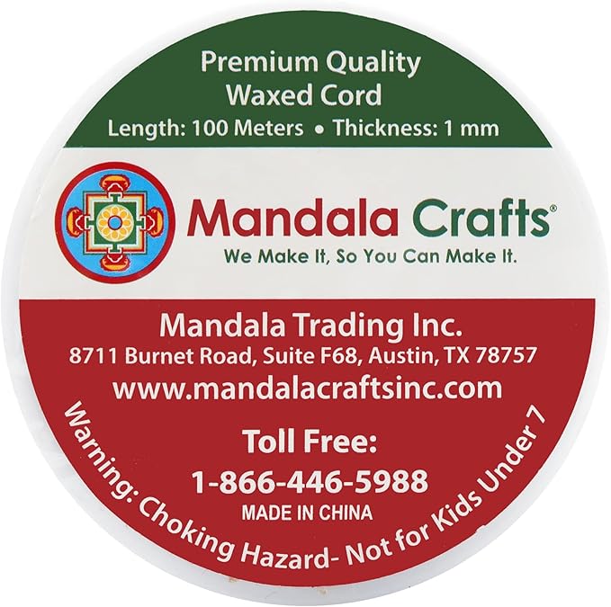 Mandala Crafts 1mm 109 Yards Dark Red Cotton Waxed Cord for Jewelry Making Bracelet Cord Waxed String - Beading String Thread Jewelry Cords for Necklaces String