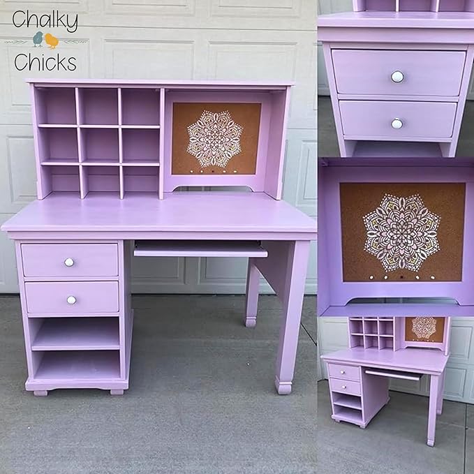 Chalky Chicks All-in-One Chalk Paint for Furniture or Cabinet - 4Fl Oz-Matte Finish Sweet Lilac (Light Purple) for Metal, Wood Furniture Paint - No Sanding All-in-One for Home Decor & Crafts, USA Made