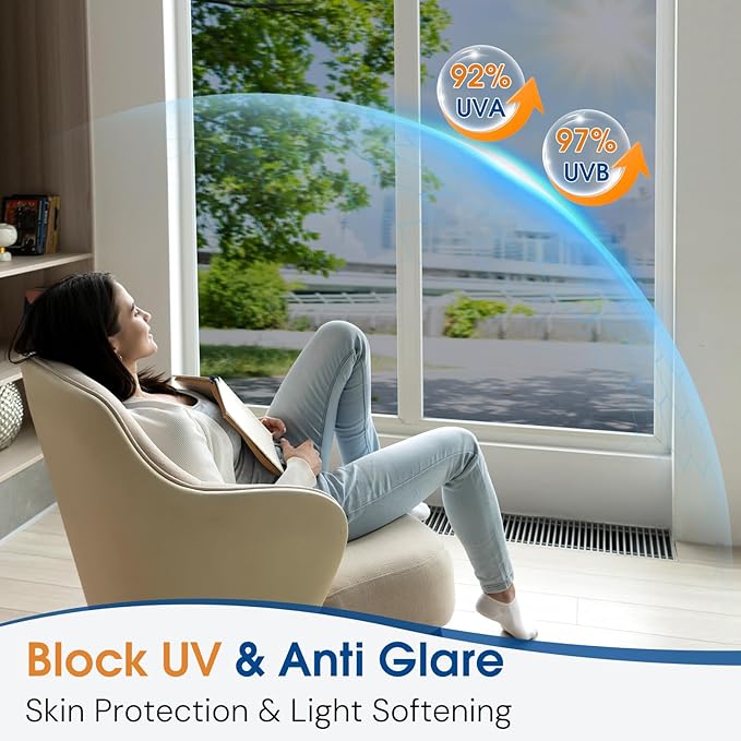 Homein One Way Privacy Window Film with Tool Window Tint for Home Film See Out Not in Heat Control Sun Blocking Mirror Reflective Anti UV Covering Static Cling No Glue Sliver 23.6 x 78.7 inch