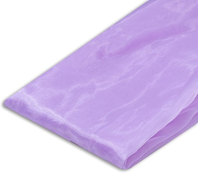 FYNITE Sheer Organza Fabric | 10 Yards Long | 44'' Wide | Bridal Solid Sheer Organza Bolt for Wedding Dress Fashion Craft Decorations Silky Shiny Sheer Organza (Lavender, 10 Yard)