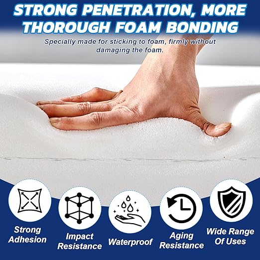 JAOJAO Foam Glue, Foam Adhesive Superior Adhesion Easy to Apply Quick-Drying Transparent for Plastic Sheet Eva Sponge Rubber Pearl Cotton for Crafts Decoration Aircraft Model, 120ml
