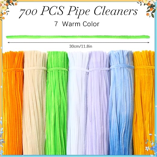 DaisyInner 700 Pcs Halloween Fall Pipe Cleaners Craft Bulk Pastel Chenille Stems Flower DIY Gradient Colored Fluffy for School Classroom Thanksgiving Christmas Party Supplies(Blue,Yellow)
