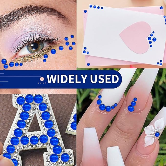 3090 Pcs 4 Sheets Rhinestone Stickers 3/4/5/6 mm Self Adhesive Craft Rhinestones Gems for Face Eyes Makeup Hair Body (Darkblue-3/4/5/6mm)