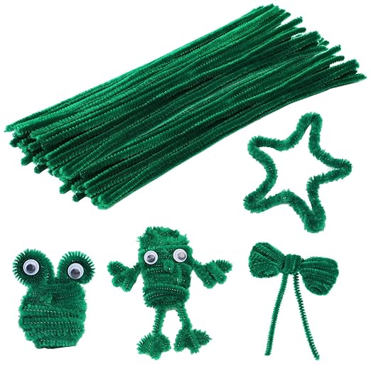 60 Pieces Green Pipe Cleaners - Pipe Cleaners Chenille Stem,Bulk Art & Craft Pipe Cleaners for Christmas Craft and Creative Home Decoration