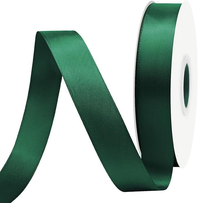 Spruce Satin Ribbon 7/8" X 50 Yards Solid Color Double Faced Ribbons Perfect for Crafts Wedding Decor Bow Making Arts Sewing and More