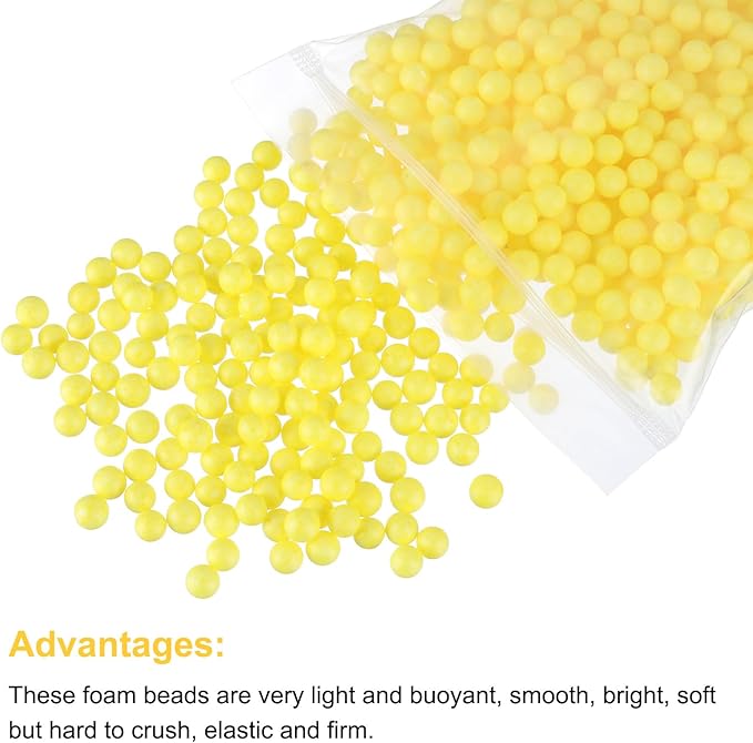 MECCANIXITY Foam Beads Foam Balls 7-9mm for Wedding and Party Decorations, Tiny Packing Balls, Arts DIY Crafts Supplies (Light Yellow,1 Pack Approx 3000pcs)