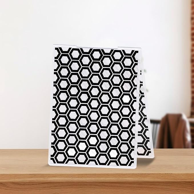 Threetols 3-D Textured Impressions Embossing Folder, Honeycomb Background Embossing Folder for Card Making, Hexagon Frame DIY Plastic Scrapbooking Photo Album Card Paper DIY Craft Decor Template Mold