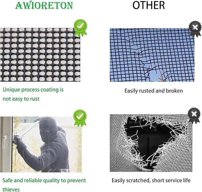 Stainless Steel Screen, 14 Mesh 304 Stainless Steel Security Screen, PVC Coated Heavy Duty 23inch x 10ft Wire Mesh Window Screen Hardware Cloth Sturdy Metal Mesh Door Security Screen Mesh