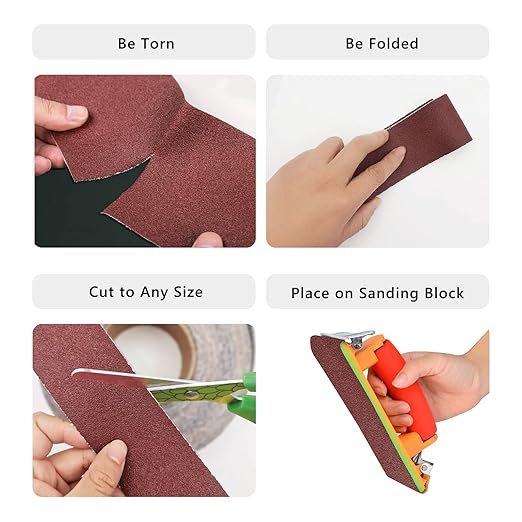 240 Grit Sandpaper Roll, 3 Inch x 49 Feet Emery Cloth Roll Aluminum Oxide Abrasive Paper Roll Continuous Sandpaper for Metalworking, Woodworker, Furniture Repair, Sanding Automotive Plumbing