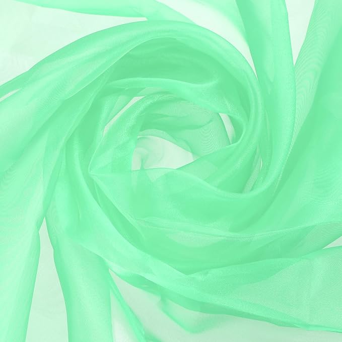 MECCANIXITY Iridescent Sheer Organza Fabric, 10 Yards x 59 Inches Solid Holographic Shiny Fabric Organza Cloth for Wedding, Curtains, Costume, Photo Background, Mint Green