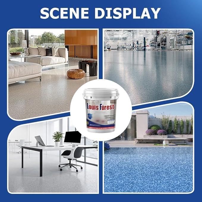 Louis Forest Epoxy Floor Paint, High-Gloss Marble Effect Coating, Epoxy Colored Sand Floor Paint, Wear-Resistant and Non-Slip for Indoor Outdoor (1KG-Dark blue)