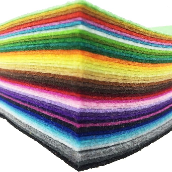 flic-flac 42pcs 8"x8“ (20x20cm) Felt Fabric Sheet Assorted Color Felt Pack DIY Craft Squares Nonwoven
