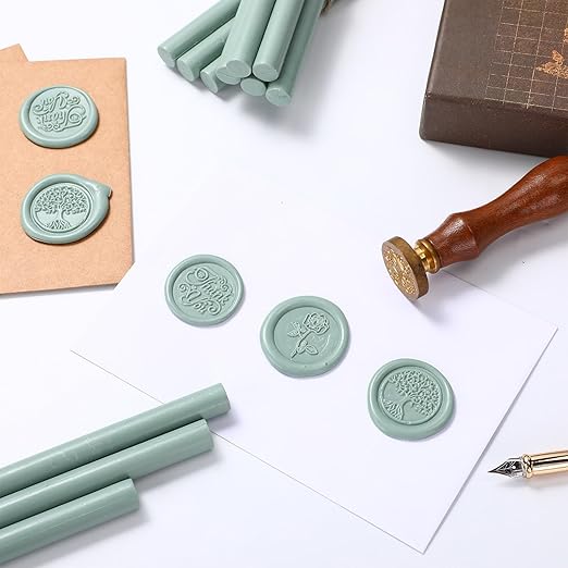 Nuanchu 15 Pcs Glue Gun Sealing Wax Sticks Retro Vintage Wax Sticks for Seal Stamp and Letter for Wedding Invitations Card Envelope Christmas Holiday Gift Ideas(Cyan)